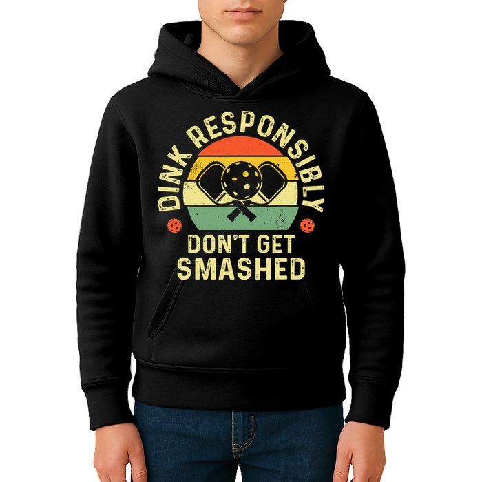 retro Pickleball Dink Responsibly Don't Get Smashed Kids Hoodie