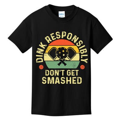 retro Pickleball Dink Responsibly Don't Get Smashed Kids T-Shirt