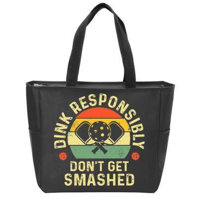 retro Pickleball Dink Responsibly Don't Get Smashed Zip Tote Bag