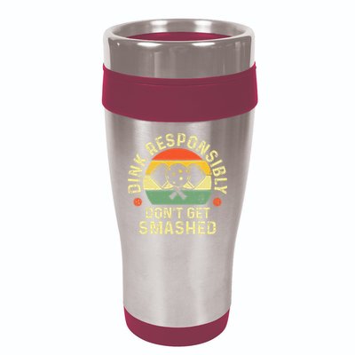 retro Pickleball Dink Responsibly Don't Get Smashed 16oz Travel Tumbler