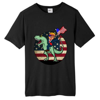 Republican President Donald Trump Riding Dinosaur Usa Trex Gift Tall Fusion ChromaSoft Performance T-Shirt