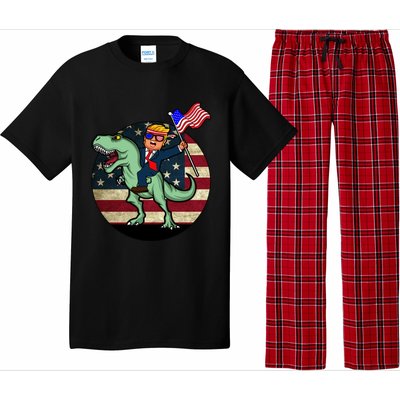 Republican President Donald Trump Riding Dinosaur Usa Trex Gift Pajama Set