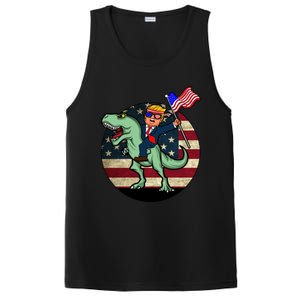 Republican President Donald Trump Riding Dinosaur Usa Trex Gift PosiCharge Competitor Tank