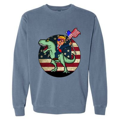 Republican President Donald Trump Riding Dinosaur Usa Trex Gift Garment-Dyed Sweatshirt