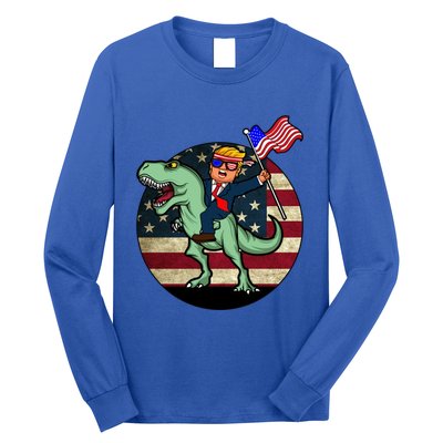 Republican President Donald Trump Riding Dinosaur Usa Trex Gift Long Sleeve Shirt