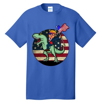 Republican President Donald Trump Riding Dinosaur Usa Trex Gift Tall T-Shirt