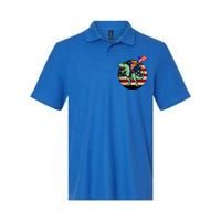 Republican President Donald Trump Riding Dinosaur Usa Trex Gift Softstyle Adult Sport Polo