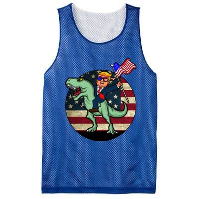 Republican President Donald Trump Riding Dinosaur Usa Trex Gift Mesh Reversible Basketball Jersey Tank