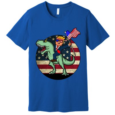 Republican President Donald Trump Riding Dinosaur Usa Trex Gift Premium T-Shirt