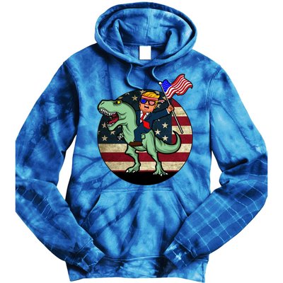 Republican President Donald Trump Riding Dinosaur Usa Trex Gift Tie Dye Hoodie