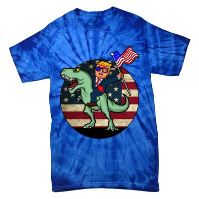 Republican President Donald Trump Riding Dinosaur Usa Trex Gift Tie-Dye T-Shirt