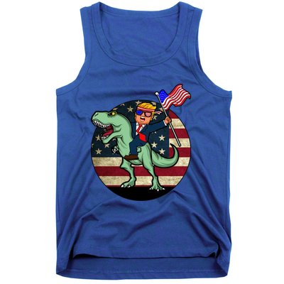 Republican President Donald Trump Riding Dinosaur Usa Trex Gift Tank Top