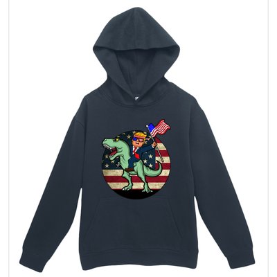 Republican President Donald Trump Riding Dinosaur Usa Trex Gift Urban Pullover Hoodie