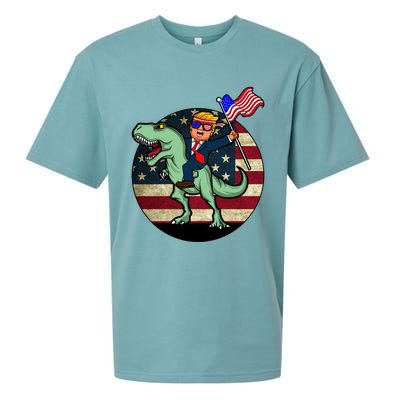 Republican President Donald Trump Riding Dinosaur Usa Trex Gift Sueded Cloud Jersey T-Shirt