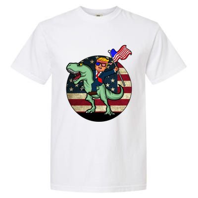 Republican President Donald Trump Riding Dinosaur Usa Trex Gift Garment-Dyed Heavyweight T-Shirt