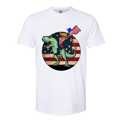 Republican President Donald Trump Riding Dinosaur Usa Trex Gift Softstyle CVC T-Shirt