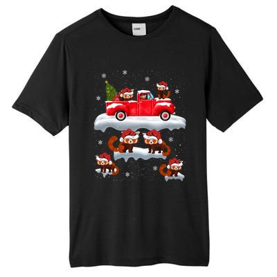 Red Panda Driving Christmas Tree Truck Red Panda Christmas Gift Tall Fusion ChromaSoft Performance T-Shirt