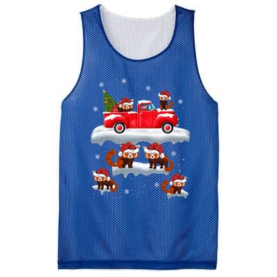 Red Panda Driving Christmas Tree Truck Red Panda Christmas Gift Mesh Reversible Basketball Jersey Tank