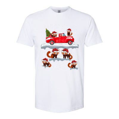 Red Panda Driving Christmas Tree Truck Red Panda Christmas Gift Softstyle® CVC T-Shirt