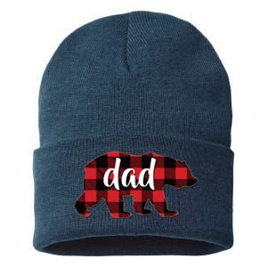 Red Plaid Dad Buffalo Matching Family Papa Pajama Christmas Sustainable Knit Beanie