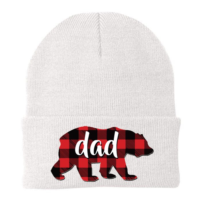 Red Plaid Dad Buffalo Matching Family Papa Pajama Christmas Knit Cap Winter Beanie