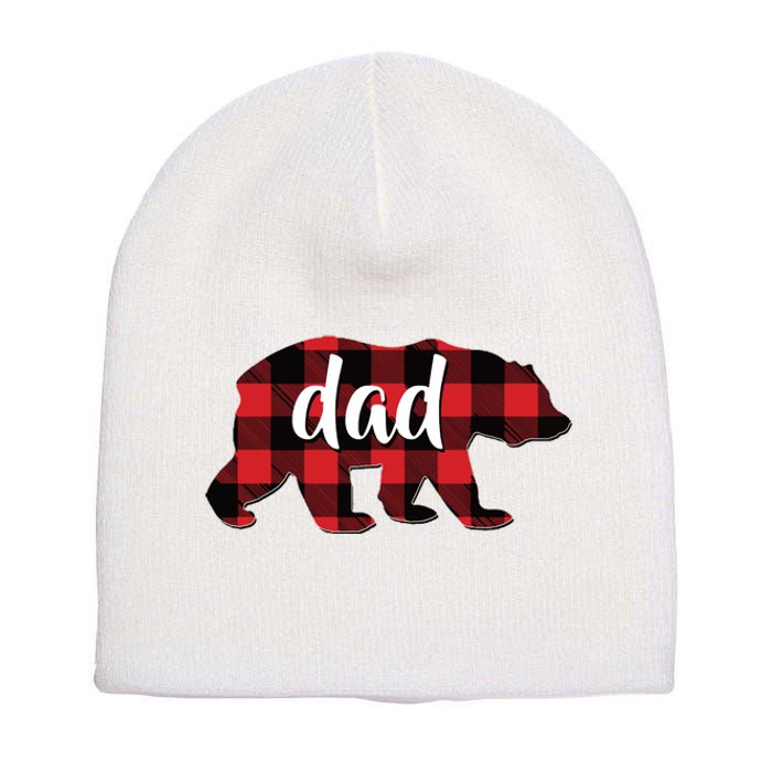 Red Plaid Dad Buffalo Matching Family Papa Pajama Christmas Short Acrylic Beanie