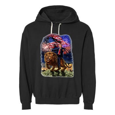 Republican President Donald Trump Riding War Lion Garment-Dyed Fleece Hoodie