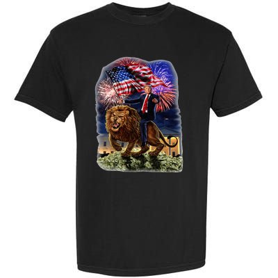 Republican President Donald Trump Riding War Lion Garment-Dyed Heavyweight T-Shirt