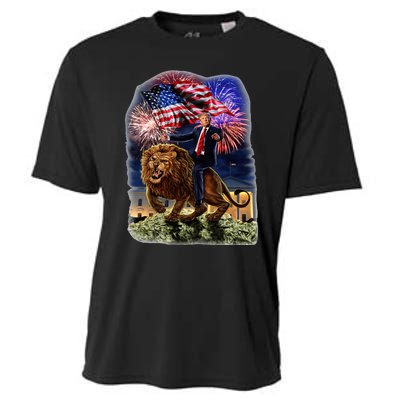 Republican President Donald Trump Riding War Lion Cooling Performance Crew T-Shirt