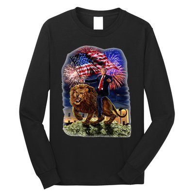 Republican President Donald Trump Riding War Lion Long Sleeve Shirt