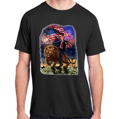 Republican President Donald Trump Riding War Lion Adult ChromaSoft Performance T-Shirt