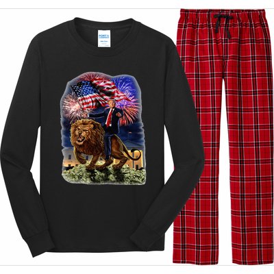 Republican President Donald Trump Riding War Lion Long Sleeve Pajama Set