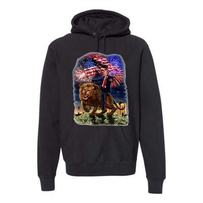 Republican President Donald Trump Riding War Lion Premium Hoodie