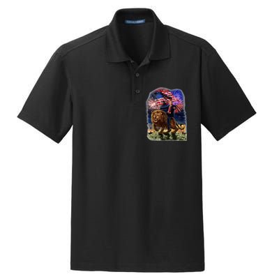 Republican President Donald Trump Riding War Lion Dry Zone Grid Polo