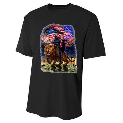 Republican President Donald Trump Riding War Lion Performance Sprint T-Shirt