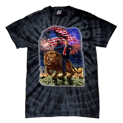 Republican President Donald Trump Riding War Lion Tie-Dye T-Shirt