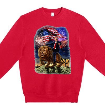 Republican President Donald Trump Riding War Lion Premium Crewneck Sweatshirt