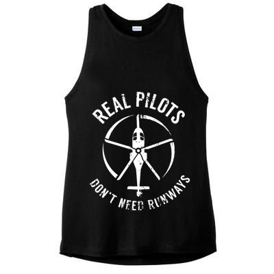 Real Pilots Dont Need Runways Pilot Helicopter Ladies PosiCharge Tri-Blend Wicking Tank