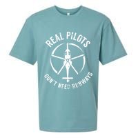 Real Pilots Dont Need Runways Pilot Helicopter Sueded Cloud Jersey T-Shirt