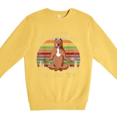 Retro Pitbull Dog Yoga Eff You See Kay Why Oh You Premium Crewneck Sweatshirt