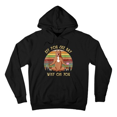 Retro Pitbull Dog Yoga Eff You See Kay Why Oh You Hoodie