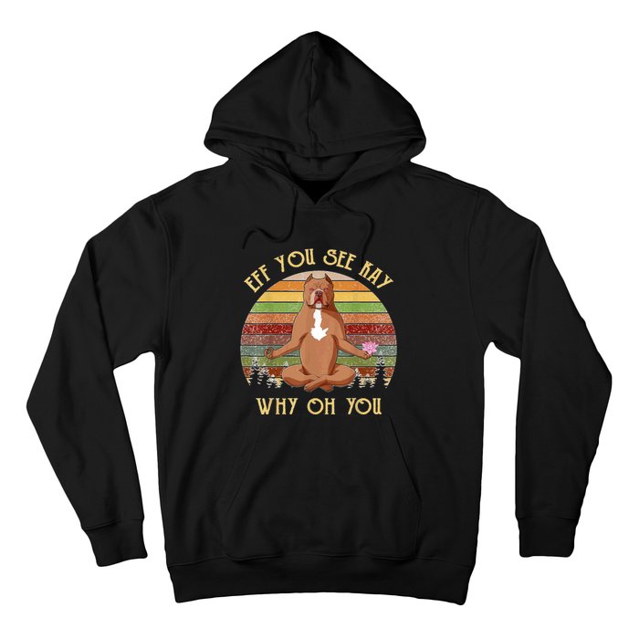 Retro Pitbull Dog Yoga Eff You See Kay Why Oh You Hoodie