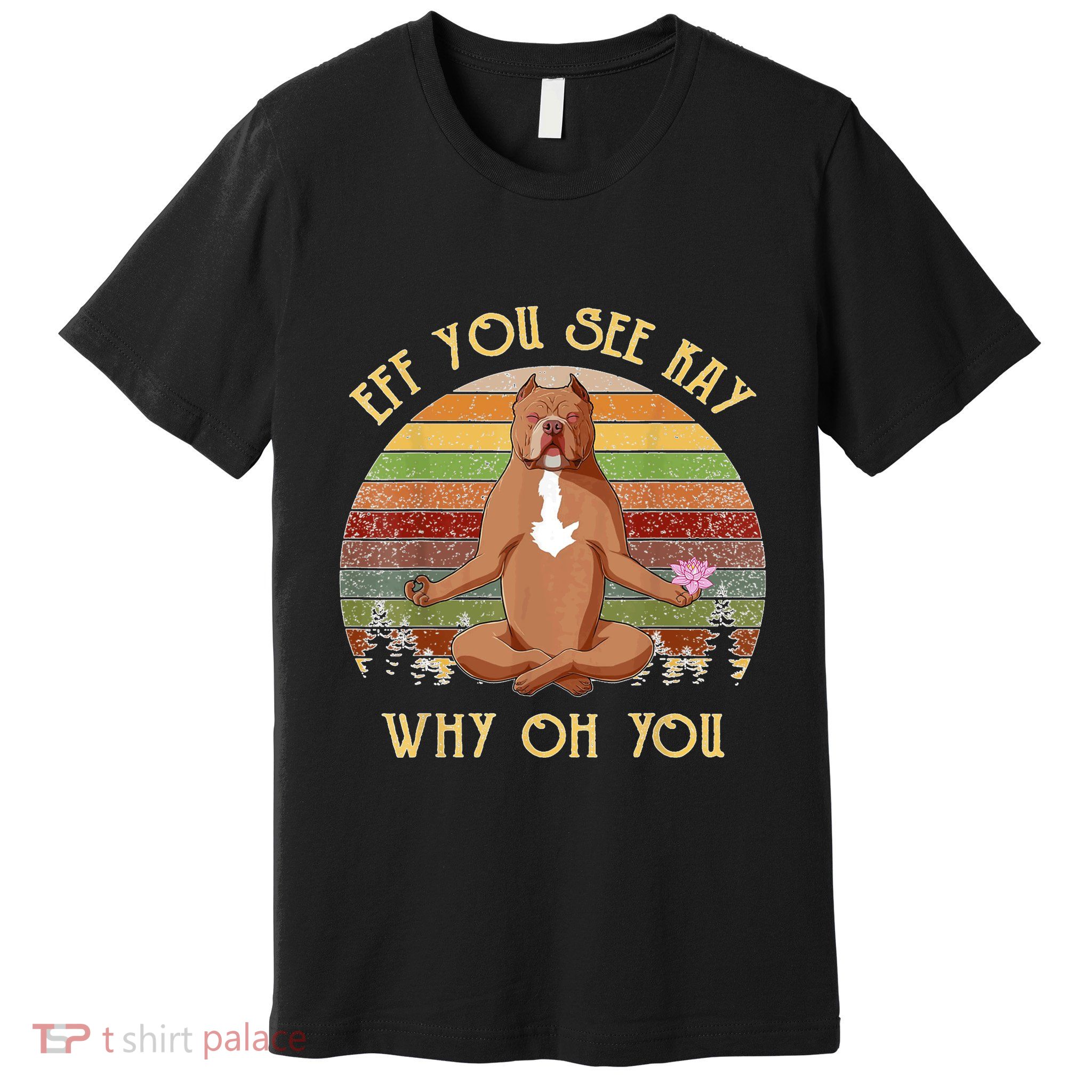 Retro Pitbull Dog Yoga Eff You See Kay Why Oh You Premium T-Shirt