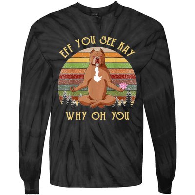 Retro Pitbull Dog Yoga Eff You See Kay Why Oh You Tie-Dye Long Sleeve Shirt