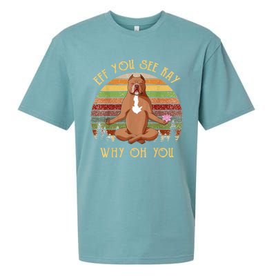 Retro Pitbull Dog Yoga Eff You See Kay Why Oh You Sueded Cloud Jersey T-Shirt