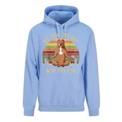 Retro Pitbull Dog Yoga Eff You See Kay Why Oh You Unisex Surf Hoodie