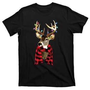 Reindeer Plaid Deer Buffalo Holiday Christmas T-Shirt