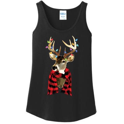 Reindeer Plaid Deer Buffalo Holiday Christmas Ladies Essential Tank