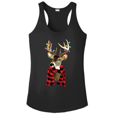 Reindeer Plaid Deer Buffalo Holiday Christmas Ladies PosiCharge Competitor Racerback Tank