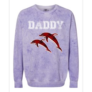 Red Plaid Daddy Dolphin Matching Buffalo Pajama Xmas Gift Colorblast Crewneck Sweatshirt